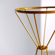 Metal 20 Inch Reversible Geometric Gold Column Pedestal Flower Stand Vase