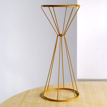 Add Elegance to Your Wedding with the Dual Cone Reversible Gold Metal Geometric Flower Stand