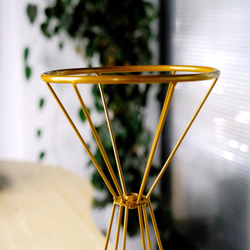 Create Magical Ambiance with our Gold Metal Geometric Flower Stand
