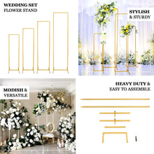 Gold Metal Floral Slim Set of 4 Rectangular Floral Display Backdrop Stand