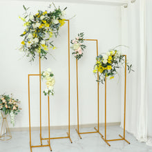 Rectangular Gold Metal Floral Slim Backdrop Stand for Floral Displays Set of 4
