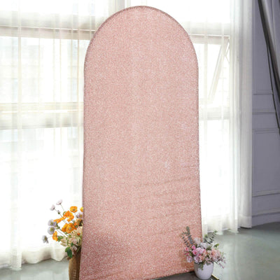 Rose gold arch backdrop for events and photography.