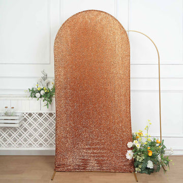 Add Elegance to Your Event with the Antique Gold Shimmer Tinsel Spandex Wedding Arch Cover