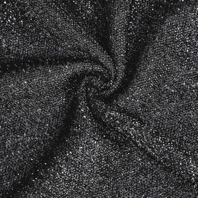 Black sparkling fabric with a soft texture, ideal for elegant designs.