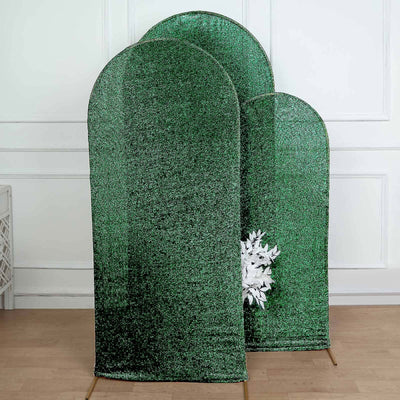 Three glittering green screen dividers arranged in a stylish setting.