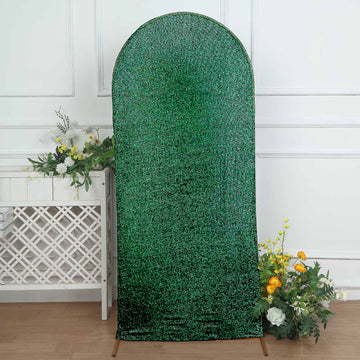 Add Elegance to Your Event with the Hunter Emerald Green Shimmer Tinsel Spandex Wedding Arch Cover