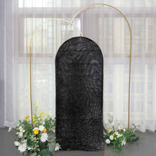 5ft Black Shimmer Tinsel Spandex Wedding Arch Cover For Fitted Round Top Chiara Backdrop Stand