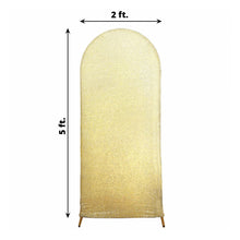 5ft Champagne Shimmer Tinsel Spandex Wedding Arch Cover For Fitted Round Top Chiara Backdrop Stand