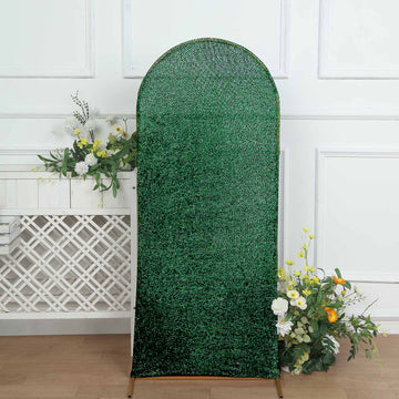 Add Elegance to Your Event with the Hunter Emerald Green Shimmer Tinsel Spandex Wedding Arch Cover
