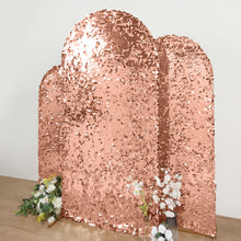 Sparkly Rose Gold Double Sided Big Payette Sequin Fitted Wedding Arch Cover For Round Top Chiara