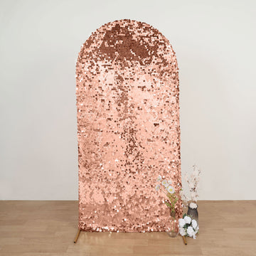 Sparkly Rose Gold Double Sided Big Payette Sequin Fitted Wedding Arch Cover