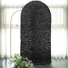 Sparkly Black Double Sided Big Payette Sequin Fitted Wedding Arch Cover For Round Top Chiara