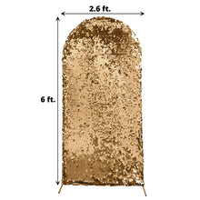 6 Feet Gold Fitted Sequin Arch Cover For Round Top Stand