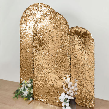 Transform Your Event Space with Sparkly Gold Sequin Backdrop Stand Cover