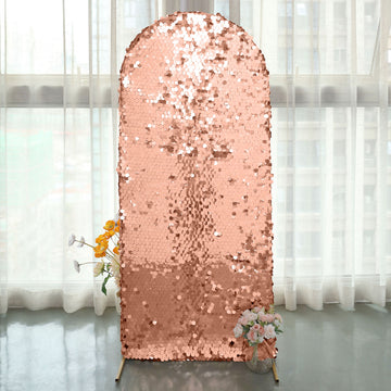 Stunning Rose Gold Double Sided Sequin Backdrop Stand Cover