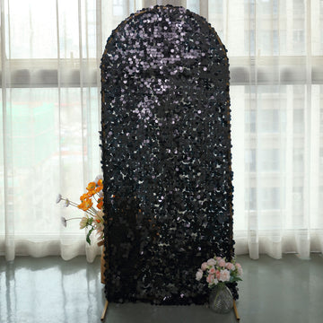 Create a Dazzling Display with Sparkly Black Double Sided Big Payette Sequin Fitted Wedding Arch Cover