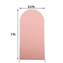 A Dusty Rose Spandex Round Top Arch Cover with measurements of 3.3 ft and 7 ft, perfect for arch covers and fitted backdrop covers