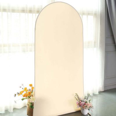 Blank arch backdrop with flowers in a pot, ideal for photography.
