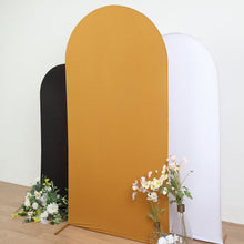 Matte Gold Spandex Arch Cover For Round Top Backdrop Stand 7 Feet
