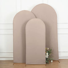 7ft Matte Nude Spandex Fitted Wedding Arch Cover For Round Top Chiara Backdrop Stand