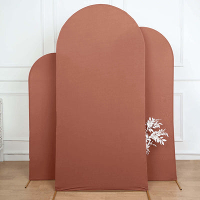 Brown fabric room dividers with a modern design and white floral accents.