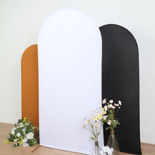 Matte White Spandex Arch Cover For Round Top Backdrop Stand 7 Feet
