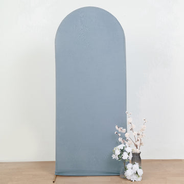 Elevate Your Event Decor with the Matte Dusty Blue Spandex Arch Cover