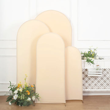 Transform Your Wedding Arch with Matte Beige Spandex Arch Covers