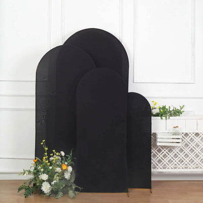 Set of four elegant black arch-shaped decorative panels