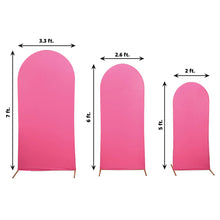 Three different sizes of Fitted Spandex Arch Covers in Matte Fuchsia color
