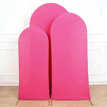 Matte Fuchsia Spandex Fitted Arch Covers: Add Elegance to Your Event Decor