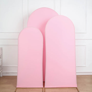Matte Pink Spandex Arch Covers for a Stunning Wedding Decor