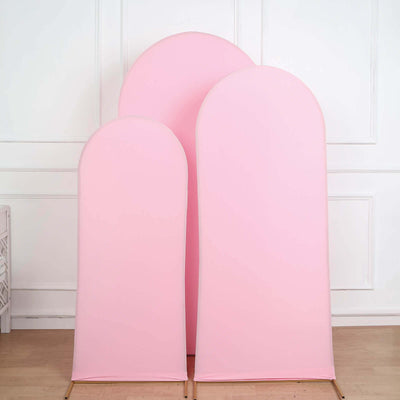 Set of three pink backdrop stands for photography