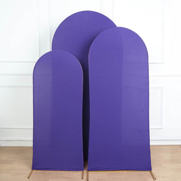 Elegant Matte Purple Spandex Arch Covers for a Stunning Wedding Decor