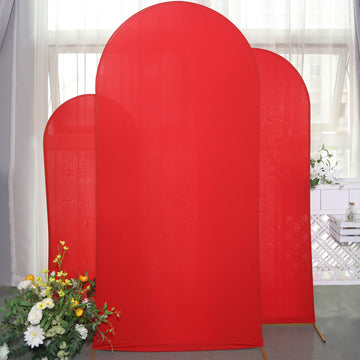 Create Unforgettable Moments with Matte Red Spandex Arch Covers