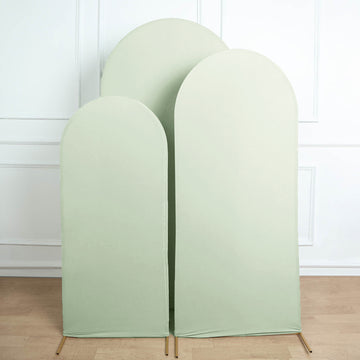 Elegant Matte Sage Green Spandex Fitted Wedding Arch Covers
