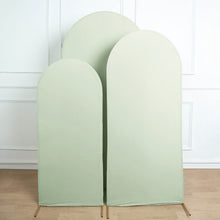 Set of 3 | Matte Sage Green Spandex Fitted Wedding Arch Covers For Round Top