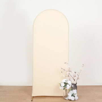 Elegant Matte Beige Spandex Fitted Wedding Arch Cover