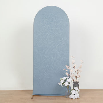 Elevate Your Wedding Decor with the Matte Dusty Blue Spandex Fitted Wedding Arch Cover