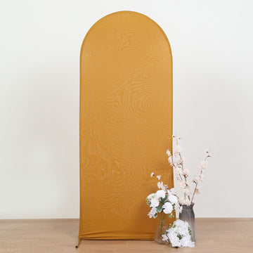 Add Elegance to Your Wedding with the Matte Gold Spandex Arch Cover