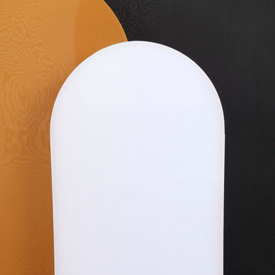 Abstract shape in white with orange and black background