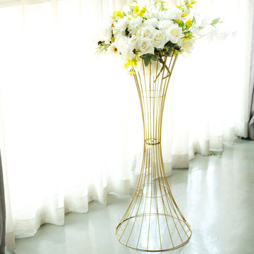 Create a Luxurious Atmosphere with the Gold Hourglass Open Frame Pedestal Prop