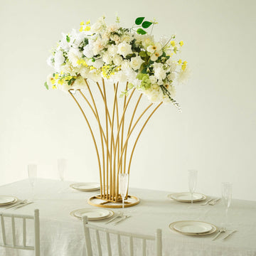 Sophisticated Gold Metal Scalloped Fan Shape Table Centerpiece