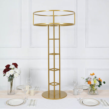 Elevate Your Event with the Gold Metal Large Open Frame Floral Riser Wedding Centerpiece