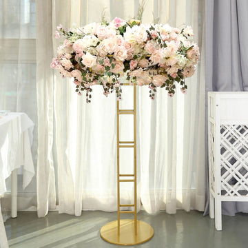 Versatile and Luxurious: The Gold Metal Large Open Frame Floral Riser