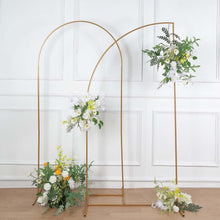 Half-Moon Chiara Floral Arch Backdrop Stand with Gold Metal Frame - 7 Feet