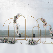 Set of 4 | Gold Metal Wedding Arch Chiara Backdrop Stand, Half Moon Floral Frame Arbor Display