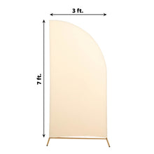 Matte Beige Spandex Half Moon Shape Double-sided Arch Covers and Fitted Backdrop Covers with measurements of 3 ft and 7 ft