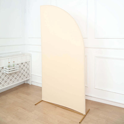 Cream fabric backdrop stand with gold base