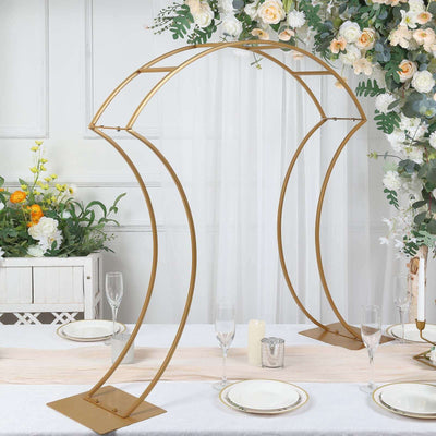 Gold wedding arch with elegant design, perfect for ceremonies and events.